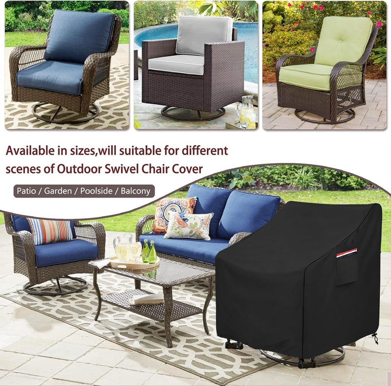 okcool Outdoor Swivel Chair Cover 2 Pack,Outdoor Furniture Patio Chair Covers Waterproof Clearance,(27.5"W x 32.5"D x 39"H) Outdoor Lawn Patio Furniture Covers,Black - Image 4